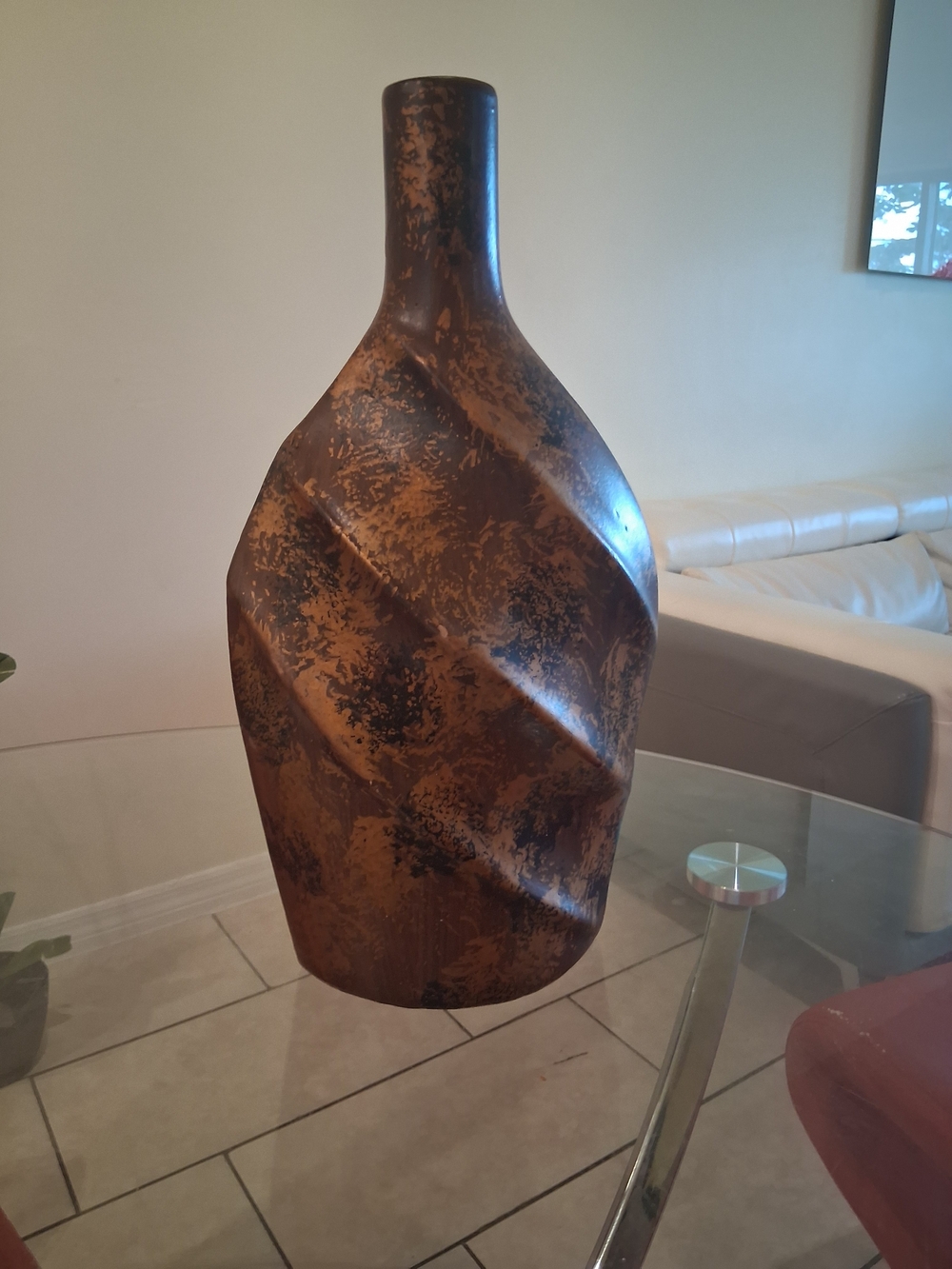 Rustic Brown Spiral Ceramic Vase - Unbranded Home Accent